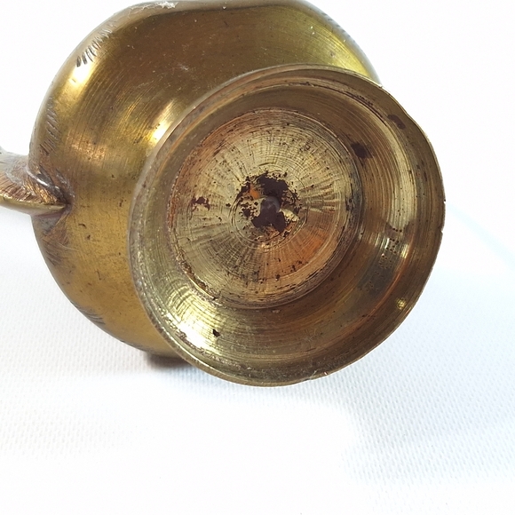 Vintage Ornate Engraved Solid Brass Teapot Genie Lamp Oil Pitcher India - Picture 9 of 11